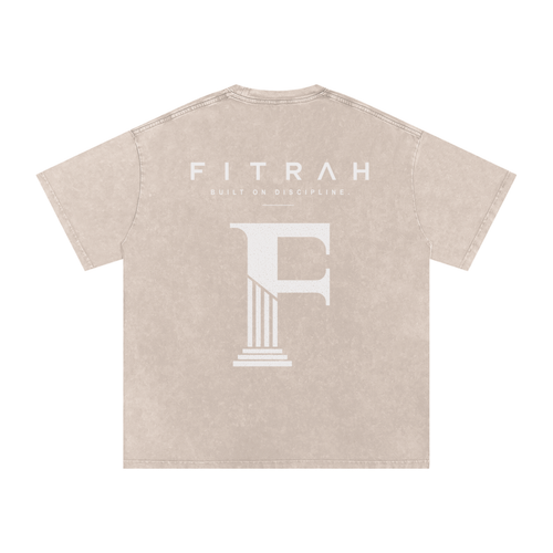 Acid Washed Oversized T-Shirt white print