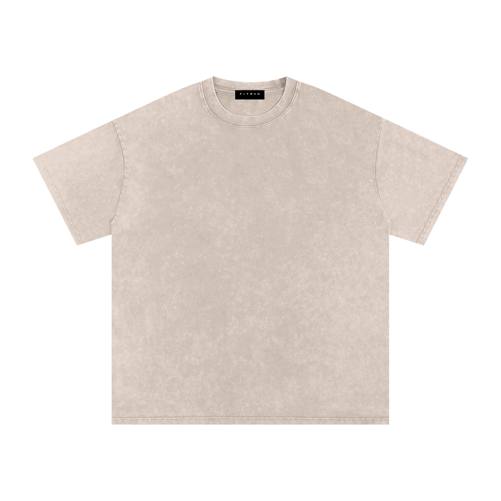 Acid Washed Oversized T-Shirt white print