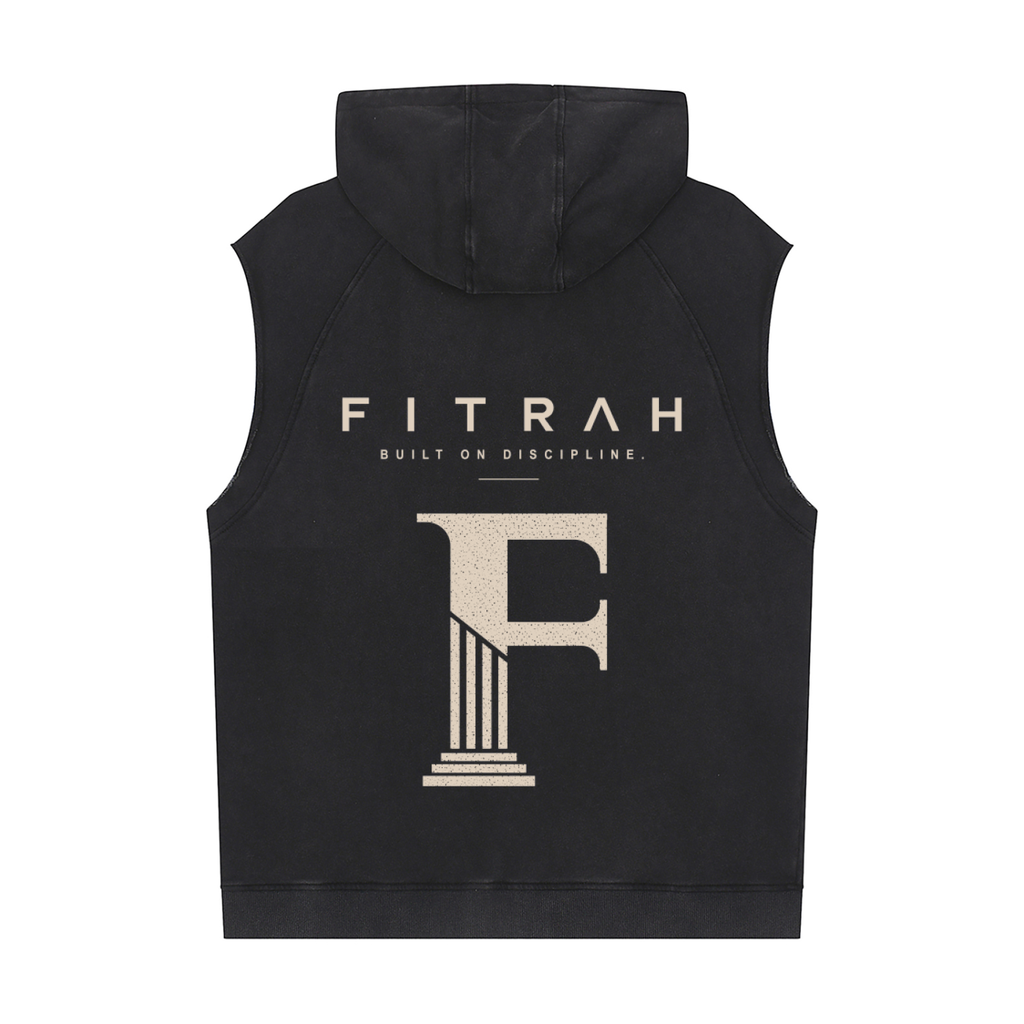 ACID WASH SLEEVELESS HOODIE