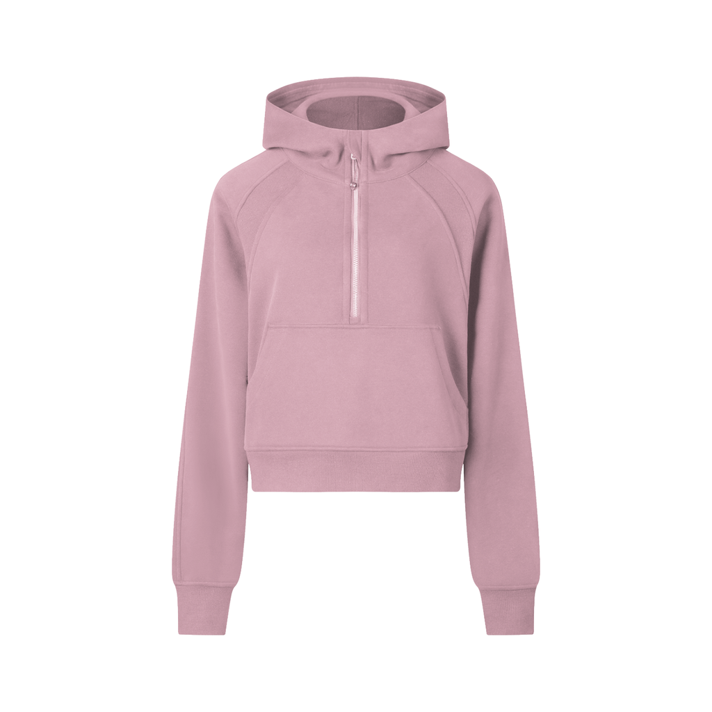 womens cropped half zip hoodie obsidian