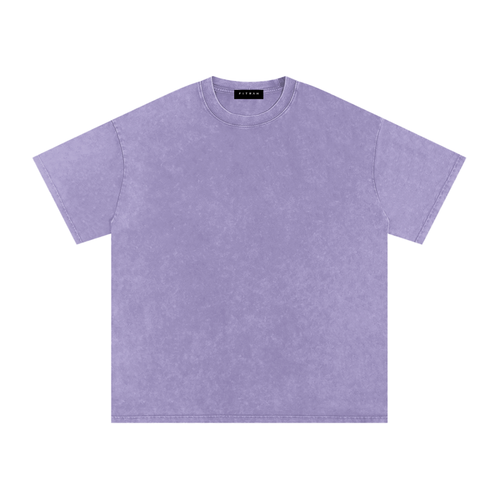 Acid Washed Oversized T-Shirt white print