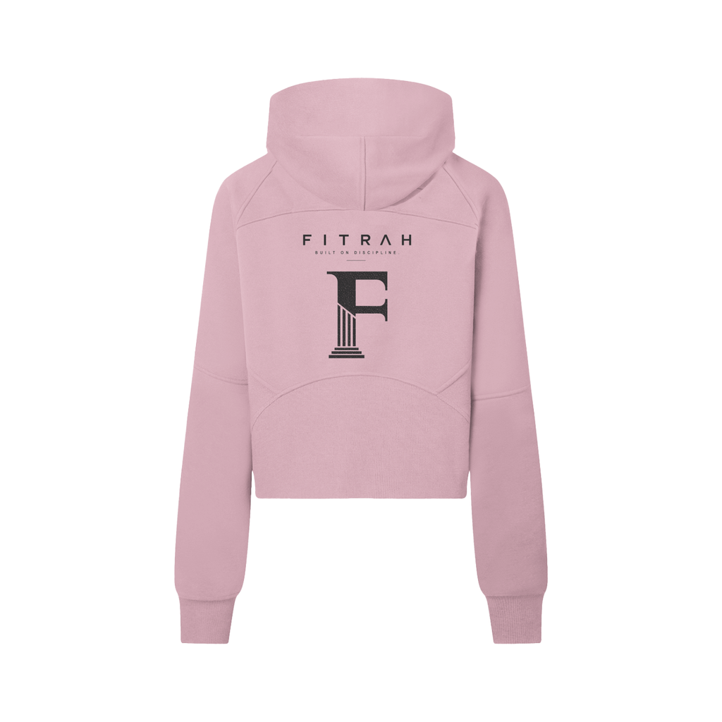 womens cropped half zip hoodie obsidian