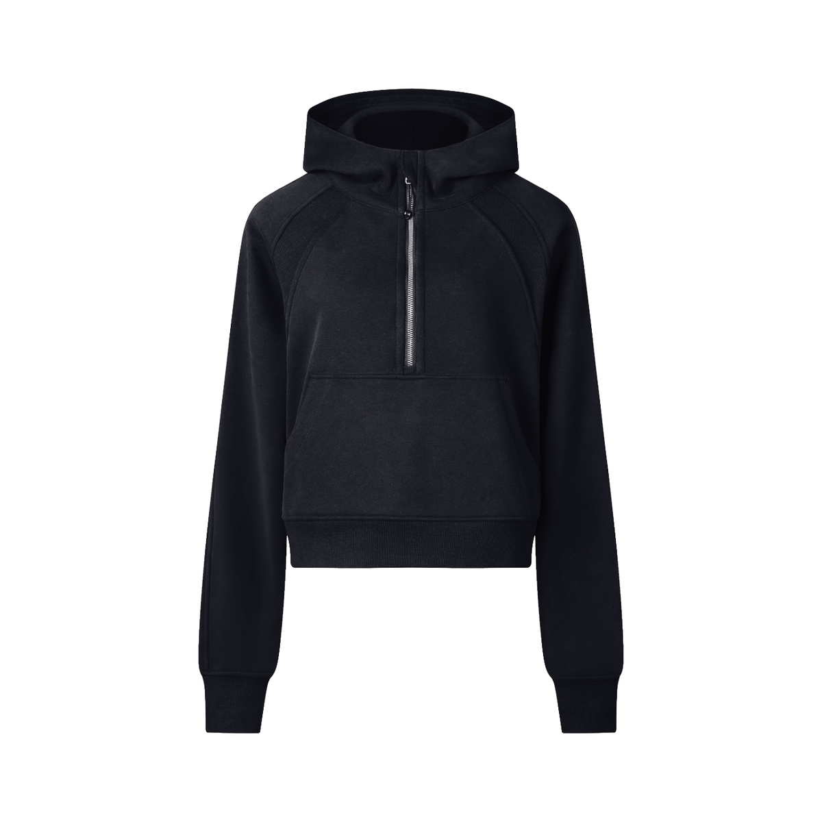 womens cropped half zip hoodie ivory