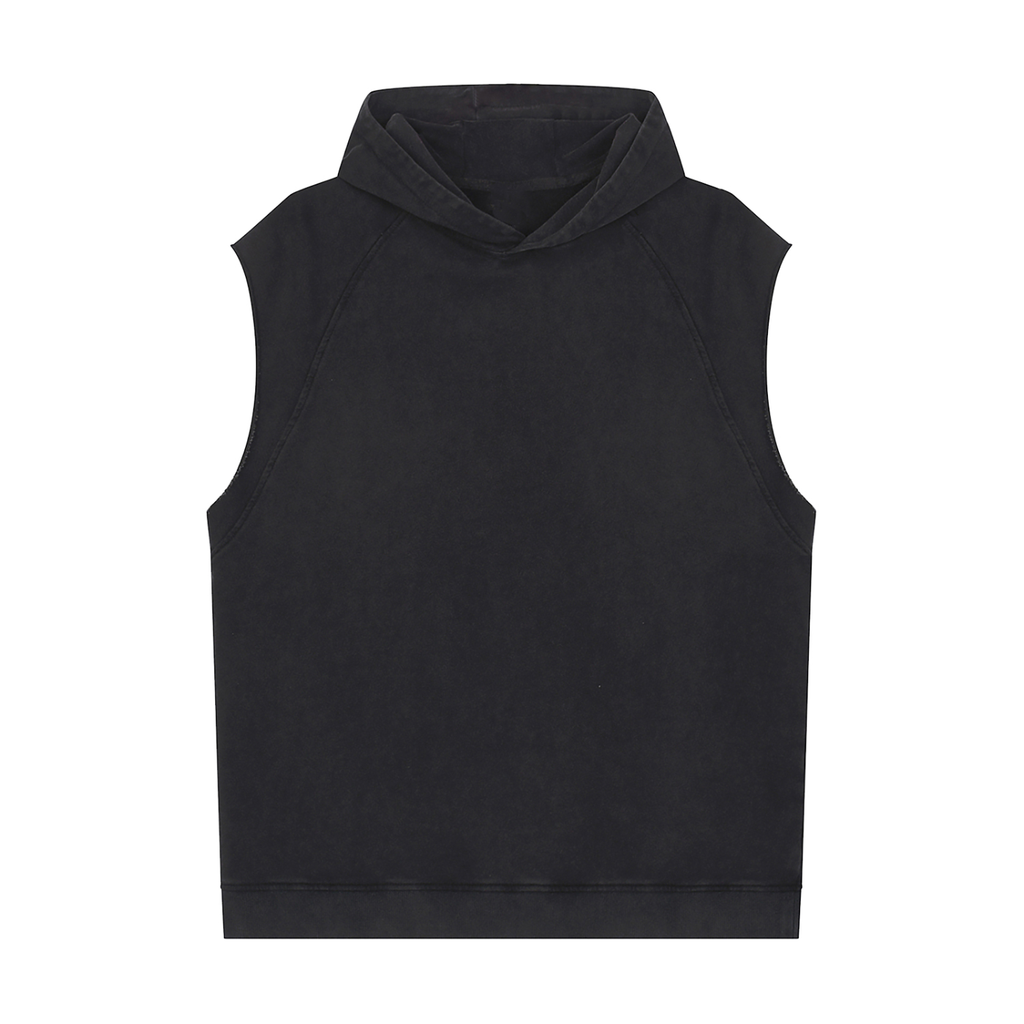 ACID WASH SLEEVELESS HOODIE