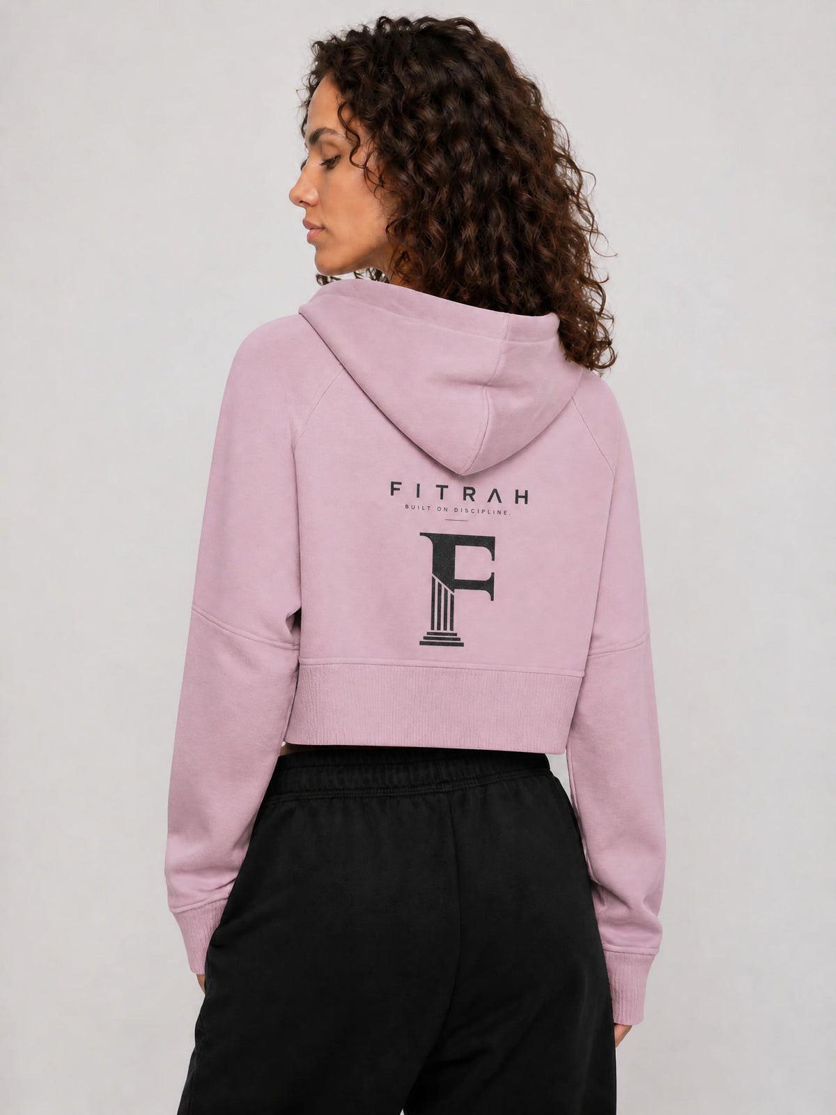 womens cropped half zip hoodie obsidian